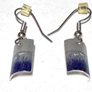 ✨ Rare Vintage Stunning Artisan Painted Silver Blue Bird Earrings ✨